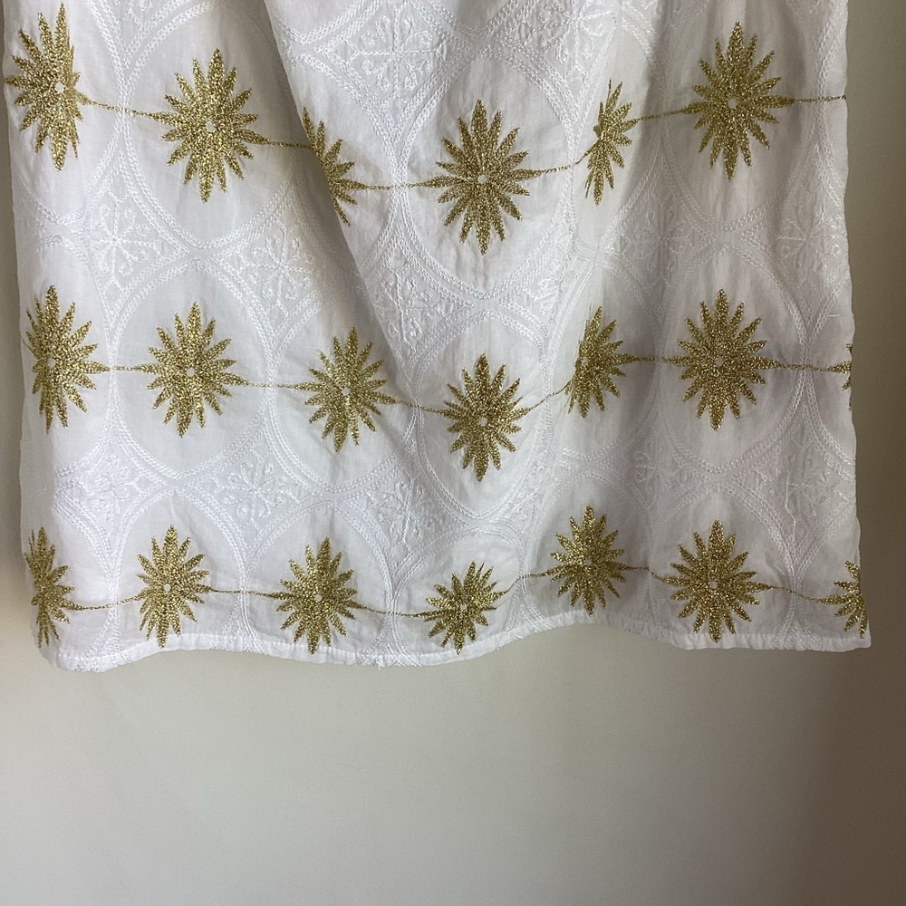 Boston Proper Metallic Detail Off-The-Shoulder Dress Womens Small White Gold - Picture 4 of 15